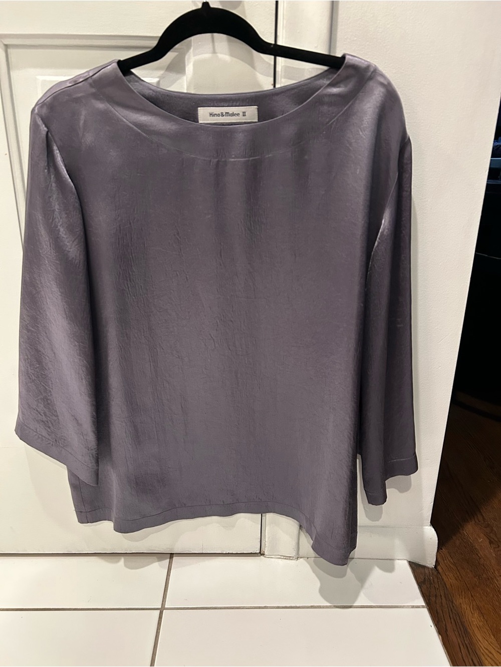 Gray/ purple silk pant set